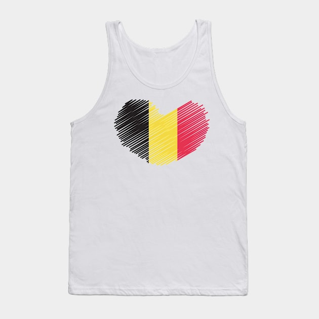 Belgium Flag Heart Design Tank Top by Sanu Designs